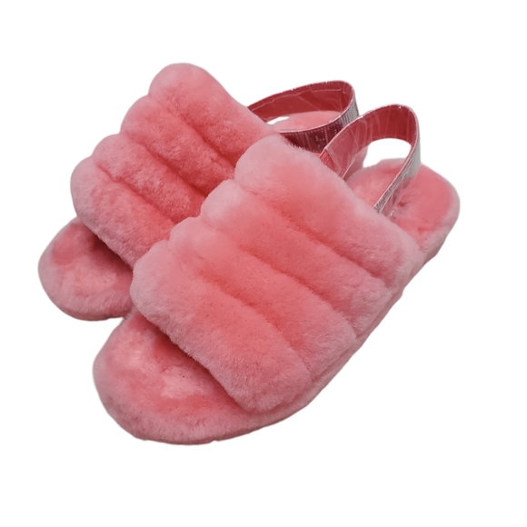 UGG Pink Fluff Yeah Bling Slides Barbie Bubblegum Fur 8 NWT - Picture 2 of 12